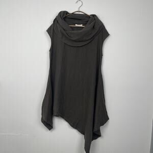 Bryn Walker Size Small Linen‎ Cowl Neck Asymmetrical Dress Tunic Brown Lagenlook